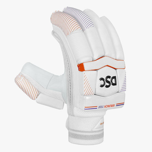 DSC Krunch 7000 Batting Gloves 2023 | Color: White | Material: Premium PU | FRP (Fiber Reinforce Protection) | Pre-Curved Fingers | Superior Grip and Feel | Optimum Ventilati