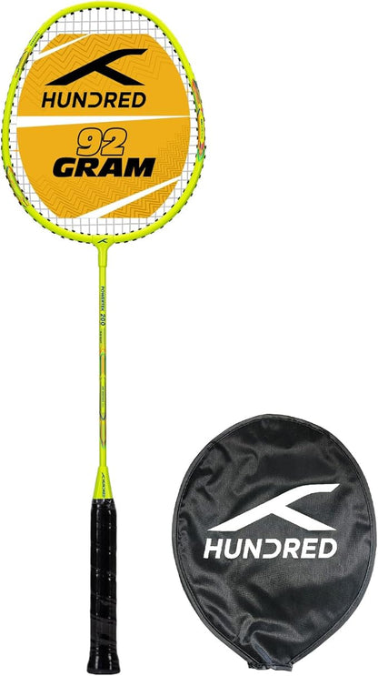 HUNDRED Powertek 200 PRO Graphite Strung Badminton Racket with Full Racket Cover | For Intermediate Players | Maximum String Tension