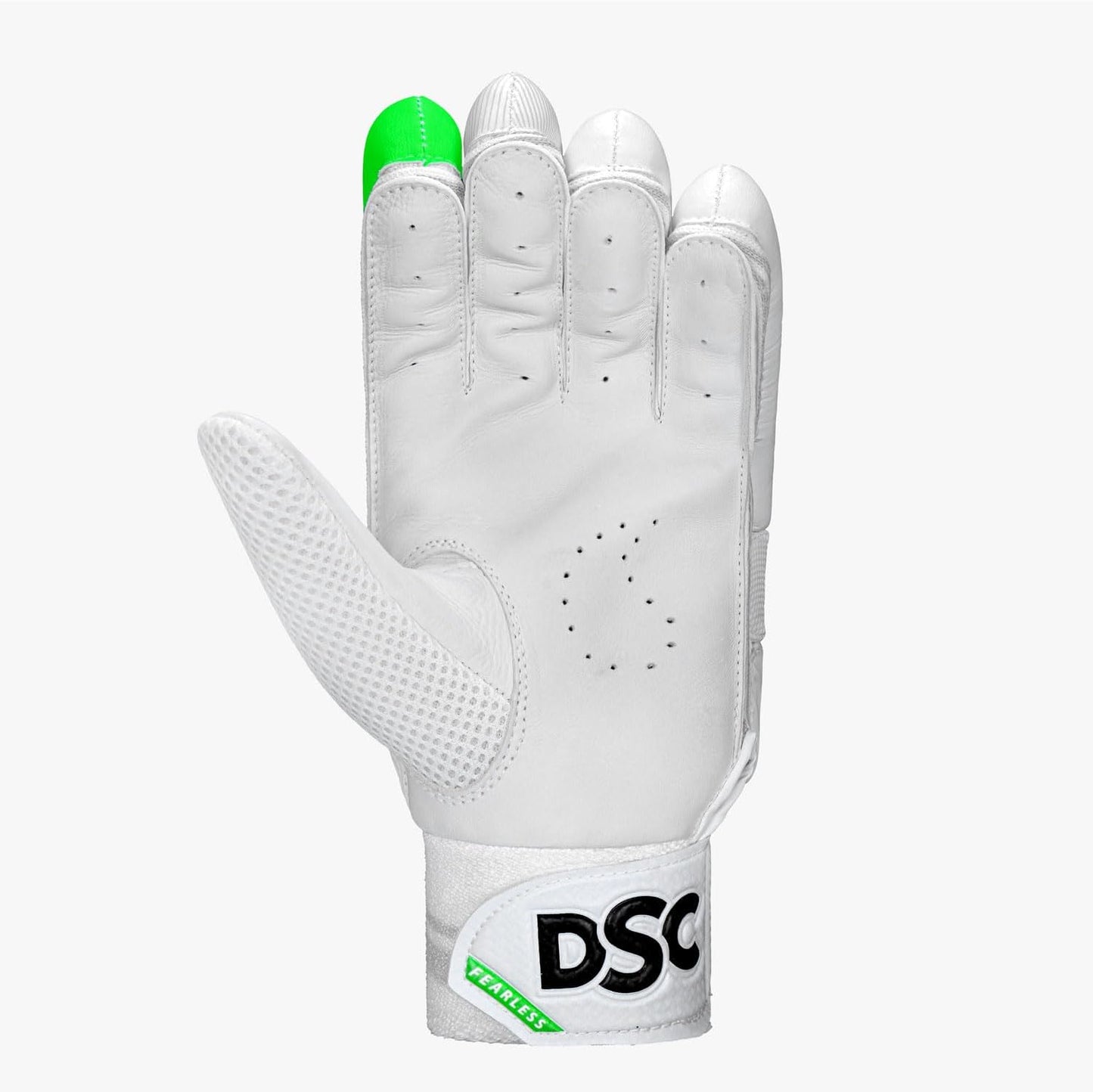 DSC Split 5000 Cricket Batting Gloves | Color: White & Green | Pre-Curved Fingers |High-Quality Leather Palm | Superior Frip and Feel | Airflow Gusset for Ventilation