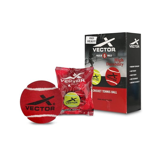 Vector X High Bounce Heavy Weight Tennis Ball for Cricket Practice, Street Match Ball, Training Exercise Ball for Outdoor & Indoor, Beginners & Pet Dog Play Ball (Pack of 6) Red