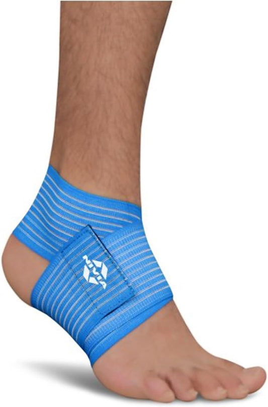 NIVIA Weight Lifting Ankle Support (Sky Blue, Free Size - Adjustable with Velcro) | Material - Neoprene | Pain Relief, Gym, Sports, Exercise, Workout, Cycling