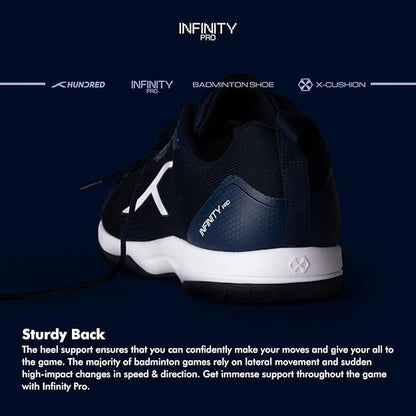 HUNDRED Infinity Pro Non-Marking Professional Badminton Shoe for Men  | Material: Polyester/Mesh | Suitable for Indoor Tennis/Squash/Table Tennis/Basketball & Padel