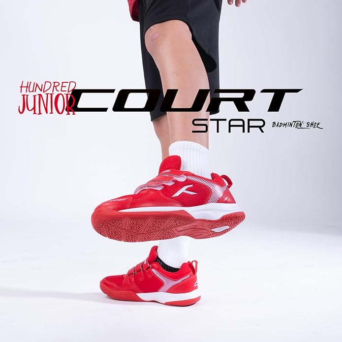 HUNDRED Court Star Non-Marking Professional Badminton Shoes for Mens | X-Cushion Protection | Suitable for Indoor Tennis/Squash/Table Tennis/Basketball & Padel