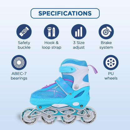 Endless EL1027 Inline Adjustable Skates | Aluminium Chassis and 70 mm PU Wheels | All Wheels Flash, ABEC 7