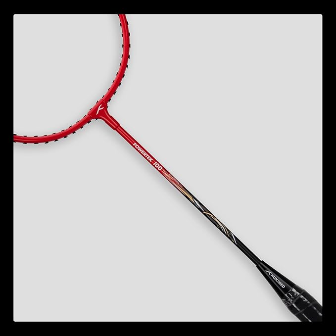 Hundred Powertek 100 (Set of 2) Badminton Racquet with Full Cover (Size: Standard, Grip Size: G5) | Strung | Material: Aluminium | Maximum Tension: 16-18lbs | for Intermediate Player