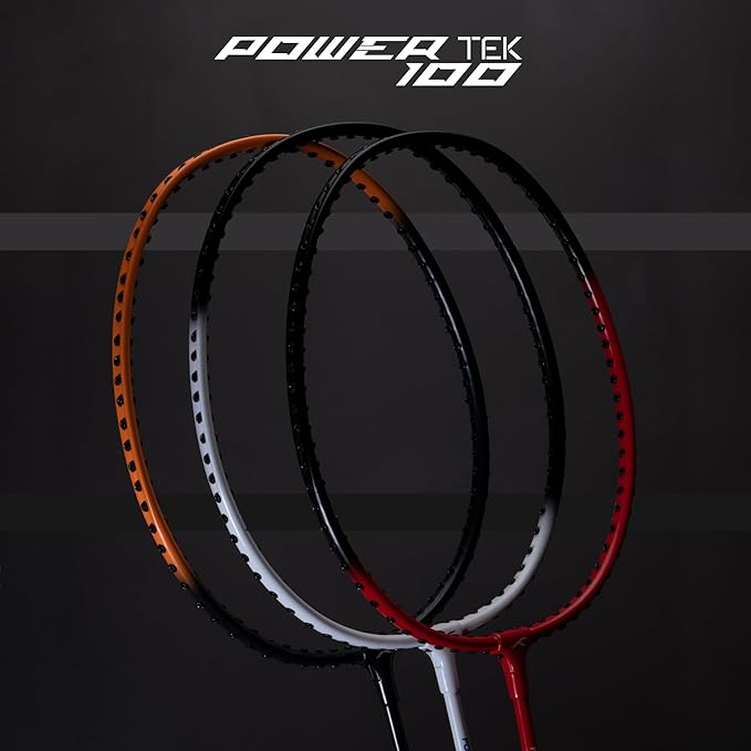 Hundred Powertek 100 (Set of 2) Badminton Racquet with Full Cover (Size: Standard, Grip Size: G5) | Strung | Material: Aluminium | Maximum Tension: 16-18lbs | for Intermediate Player