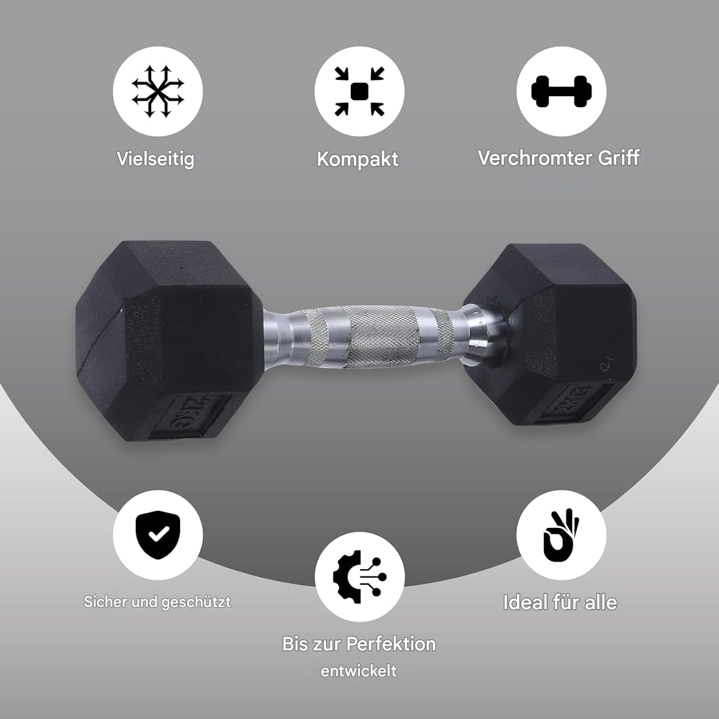 Endless Pair of Hexagon Rubber Coated Dumbbells | Black | Material: Iron and Rubber | Perfect for Bodybuilding, Fitness, Weight Lifting and Training at Home or Gym