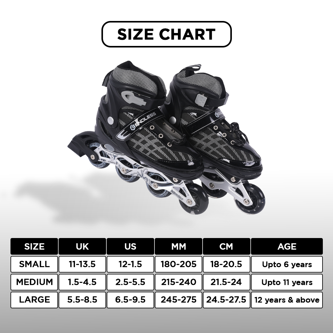 Endless EL1025 Inline Adjustable Skates | Aluminium Chassis and 70 mm PU Wheels | Front Wheel Flash, ABEC 7 Bearings | In-Outdoor