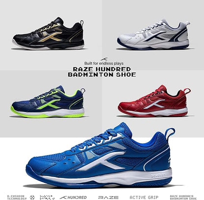 HUNDRED Raze Non-Marking Professional Badminton Shoes for Men | Suitable for Indoor Tennis/Squash/Table Tennis/Basketball & Padel