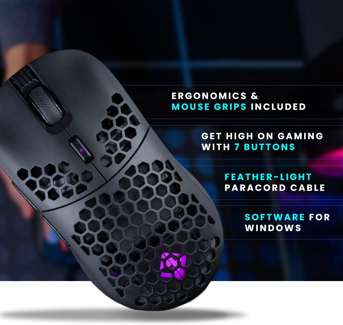 Cosmic Byte Kilonova 3370IC PRO X-Light Wireless Gaming Mouse, 71 Grams Lightweight, Pixart 3370 Sensor, DIY Hot-swappable Switches, 0.8MM PTFE feet (Black)