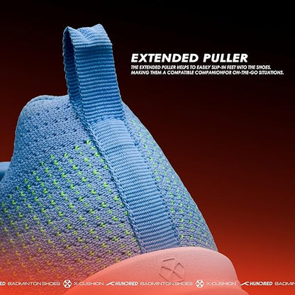 HUNDRED Blade Lite Non Marking Badminton Shoes (Blue/Lime Green/White, 8 UK)