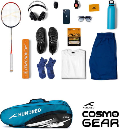 Hundred Cosmogear Badminton Kit-bag | Double Zipper | Bag with Front Zipper Pocket | Material: Polyester | Padded Back Straps | Easy-Carry Handle