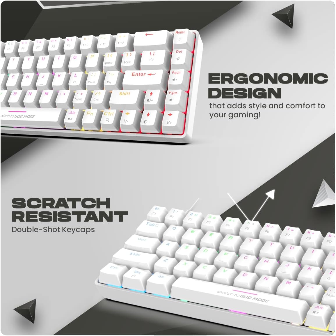 Cosmic Byte CB-GK-36 Artemis 68Key Per Key RGB Wired Mechanical Keyboard with Outemu Swappable Blue Switches and Software (White)