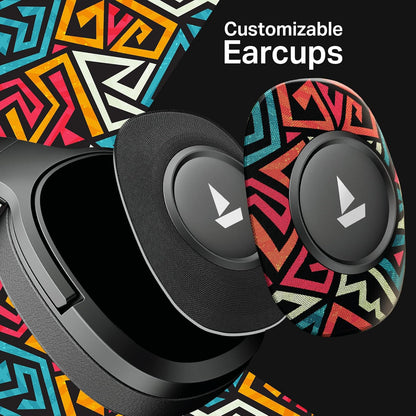 boAt Rockerz 550 Plus Wireless Bluetooth Headphones | 100H Battery, 50mm Drivers, Dual Pairing, Customizable Earcups, App Support for Ad-Free Music, Over-Ear(Black Psyche)