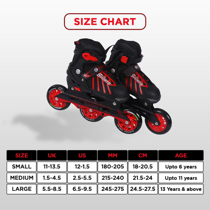 Endless EL1031 Inline Adjustable Skates for 3 to 6 Years | Aluminium Chassis and 100 mm PU Three Wheels | With ABEC 9 Bearings | Indoor and Outdoor