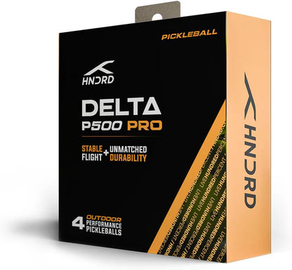 Delta P500 Pro Outdoor Pickleballs (4-Pack) | Neon Yellow | 40-Hole Design | Durable, High-Bounce Balls for Outdoor Courts | Ideal for Competitions and Recreational Play