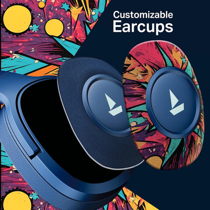 boAt Rockerz 550 Plus Wireless Bluetooth Headphones | 100H Battery, 50mm Drivers, Dual Pairing, Customizable Earcups, App Support for Ad-Free Music(Blue Psyche)