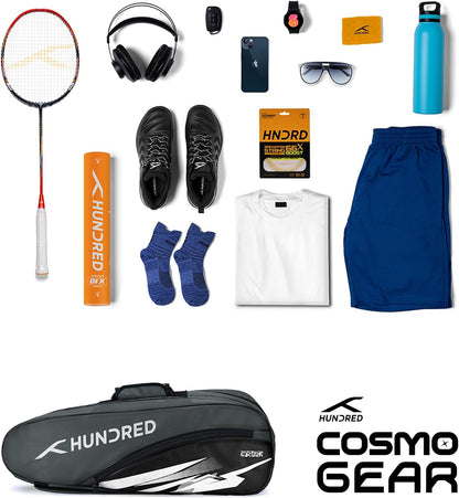 Hundred Cosmogear Badminton Kit-bag | Double Zipper | Bag with Front Zipper Pocket | Material: Polyester | Padded Back Straps | Easy-Carry Handle