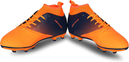 Nivia Ashtang Football Shoes (Black/Orange, 3 UK/ 4 US / 37 EU) | Synthetic Leather | PVC sole | Lace-Fastening | Padded Footbed