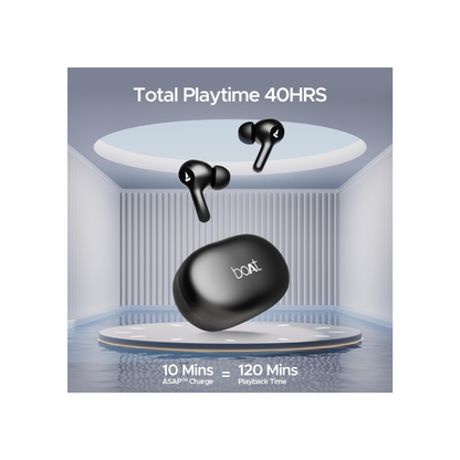 boAt Newly Launched Airdopes 71 TWS Earbuds with 40 Hours Playtime, Dual Mics with ENxTM, ASAPᵀᴹ Charge, IWPᵀᴹ, BEASTᵀᴹ Mode with 50 ms Low Latency, IPX4 & Pocketable ID(Active Black)
