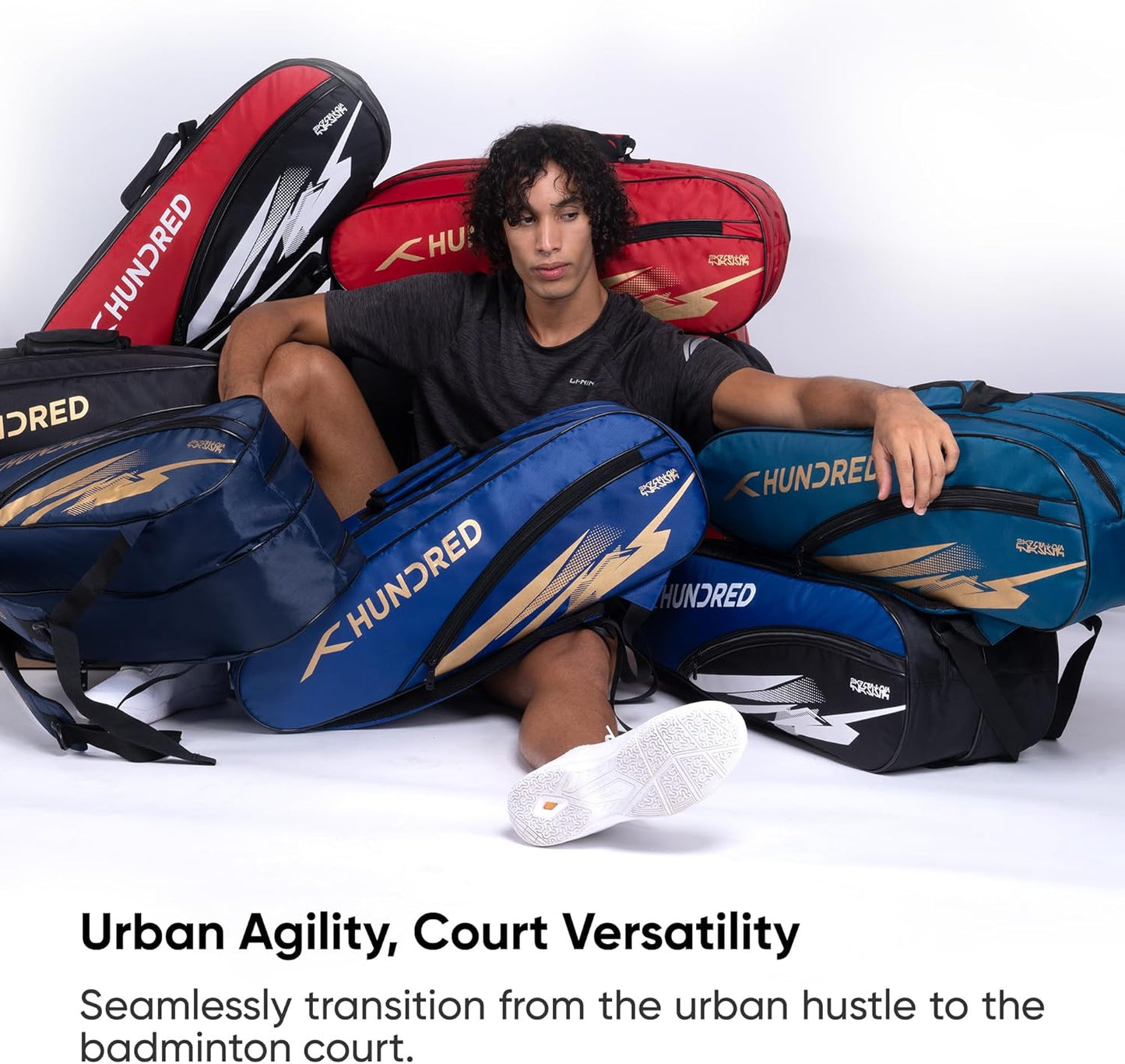 Hundred Cosmogear Badminton Kit-bag | Double Zipper | Bag with Front Zipper Pocket | Material: Polyester | Padded Back Straps | Easy-Carry Handle