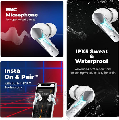 Cosmic Byte CosmoBuds X200 True Wireless Earbuds (TWS), BT 5.3, 38ms Latency GOD Mode™, Music Mode, 40Hrs, ENC, IPX5, Voice Assistant