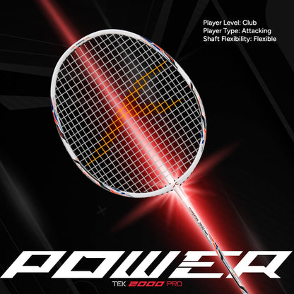 HUNDRED Powertek 2000 PRO Graphite Strung Badminton Racket with Full Racket Cover | For Intermediate Players | Weight: 90 grams | Maximum String Tension