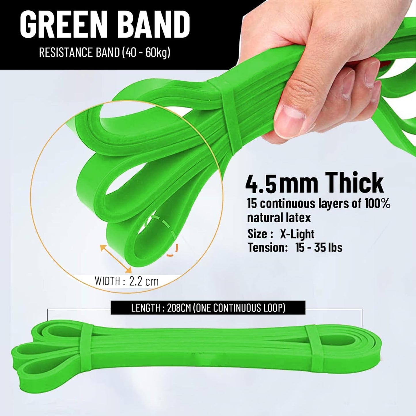 Everlast Latex Resistance Band Exercise Band, Perfect for Mobility, Body Stretching, Powerlifting, Home Workout, Fitness Training Loop Bands for Men & Women