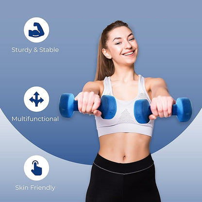 anythingbasic Ab. Neoprene Dumbbells of 8Kg (17.6LB) Includes 2 Dumbbells of 4Kg (8.8LB) | Blue | Material : Iron with NeopreneCoat | Exercise and Fitness Weights for Women and Men at Home/Gym