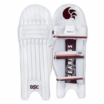 DSC Boys Intense Rage Leather Cricket Batting Right Leg Guard (White Red)