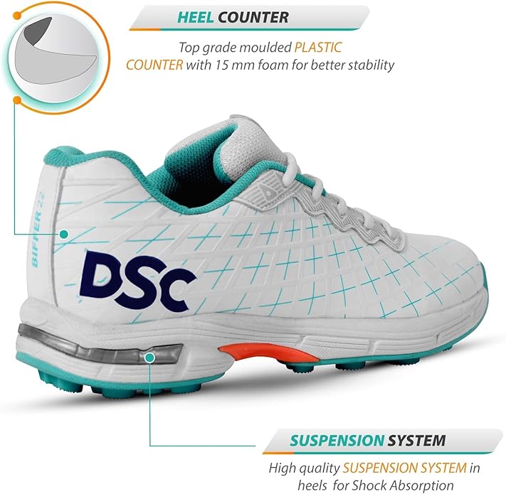 DSC Biffer 22 Cricket Shoes | Lightweight Upper | Rubber Outsole | TPU Shank | High Quality EVA Midsole | Lesser Foot Fatique | Provides Unique Look