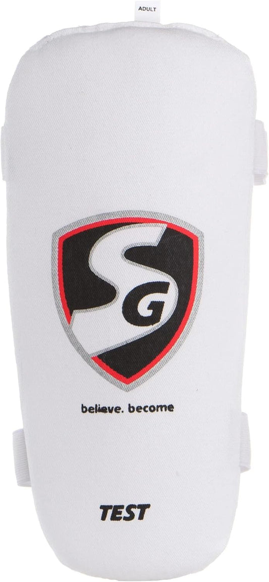 SG Super Test Cricket Elbow Guard | Color: White | Size: Junior | Essential Elbow Protector for Junior Players