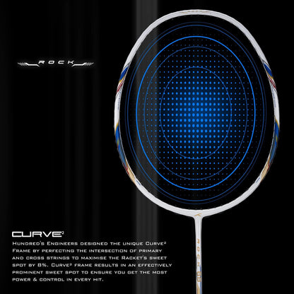 Hundred Rock 88 Carbon Fibre Strung Badminton Racket with Full Racket Cover | for Intermediate Players | 78 Grams | Maximum String Tension - 32lbs