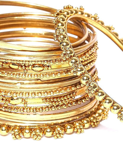 YouBella Jewellery Gold Plated Brass Bracelet Bangle Set for Women (Set of 2), Small, Metal, No Gemstone