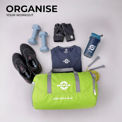 Nivia Beast Gym Bag - 4 | Polyester (Green, 15 Litre) Shoulder Bag | Fitness Bag | Sports & Travel Bag | Kit Bag | Separate Shoes Compartment | Unisex Gym Bags for Men & Women
