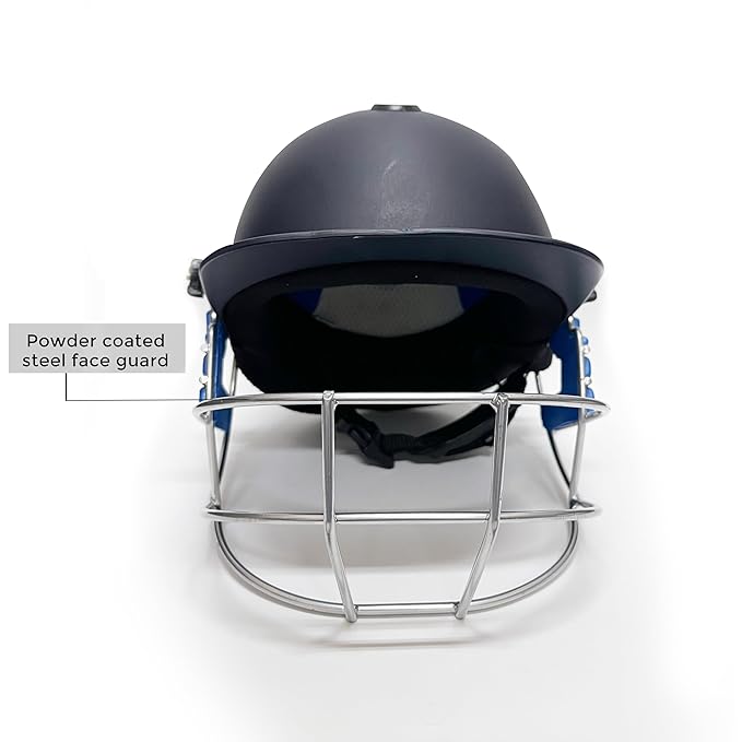 SS Elite Cricket Helmet | Navy Blue | Size: Medium | For Men & Boys | Mild Steel Grill | Eva Padding