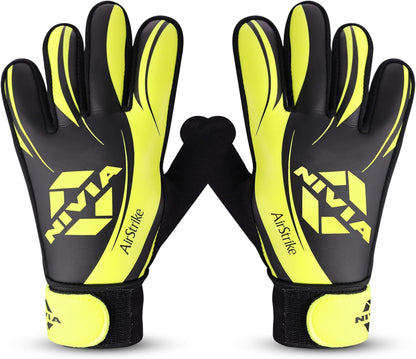 ‎Nivia Air Strike Goalkeeper Gloves for Men&Women, for Football, for Soccer, goalkeeping Glove, Goalkeeper Gloves with Grip, Football Hand Gloves, Goalkeeper Gloves, Football Hand Glove(Black/Green)