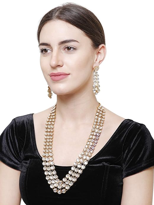 YouBella Stylish Latest Traditional Jewellery Gold Plated Jewellery Set for Women (Golden)(YBNK_5426A)