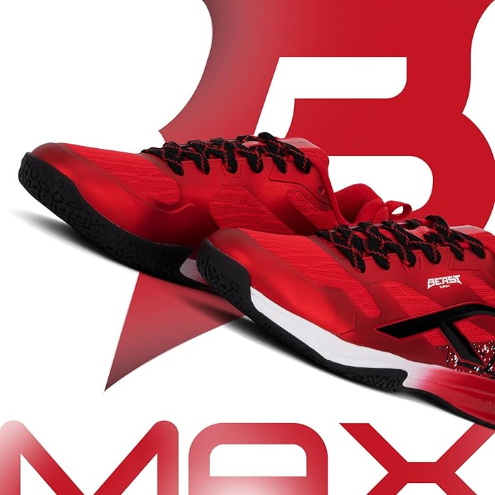 HUNDRED Beast Max Men Badminton Sport Shoes (Non Marking) | for Indoor Squash, Table-Tennis, Volleyball, Basketball & Paddle Pickle | Lightweight & Durable