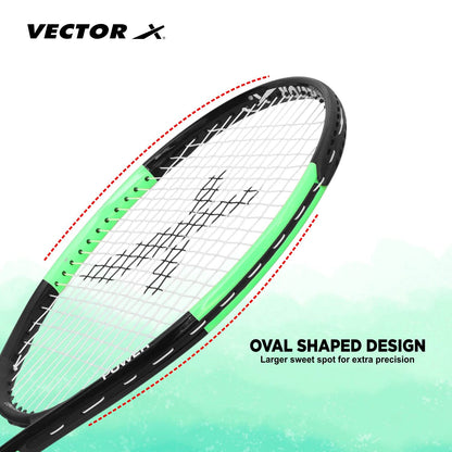 Vector X Adult Recreational Tennis Rackets,26 Inch Super Lightweight Tennis Racquets for Student,Training,Tennis and Beginners, Outdoor Games - Grip Size - 4 3/8,Green/Black