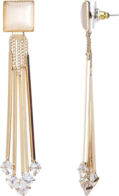 Youbella Jewellery Crystal Gold Plated Dangler White Earrings for Girl's and Women's