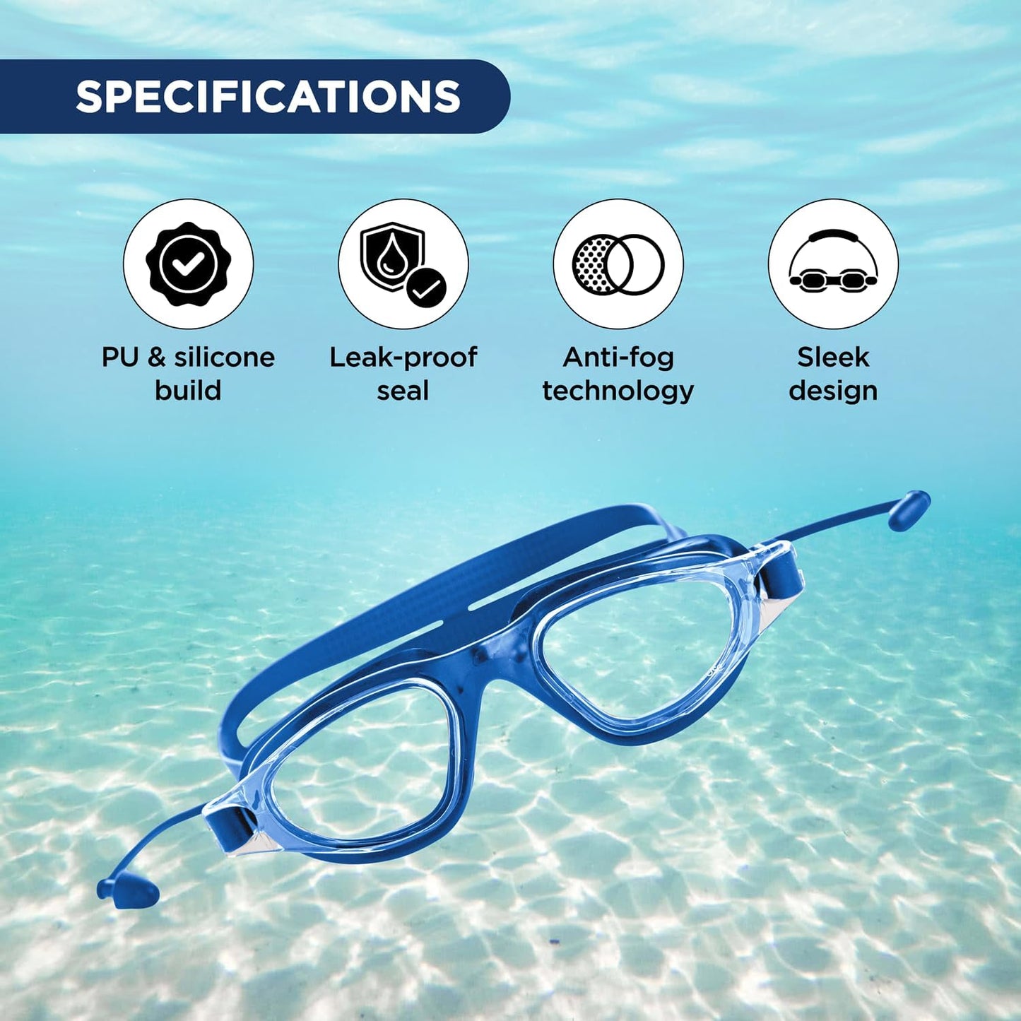 Endless EL1002 Stylish Swimming Goggle with Anti-Fog and UV Protection | Material : Silicon, Plastic | With Adjustable Strap and Ear Buds | Soft Silicon Gasket for Leak Proof | With Hard Case