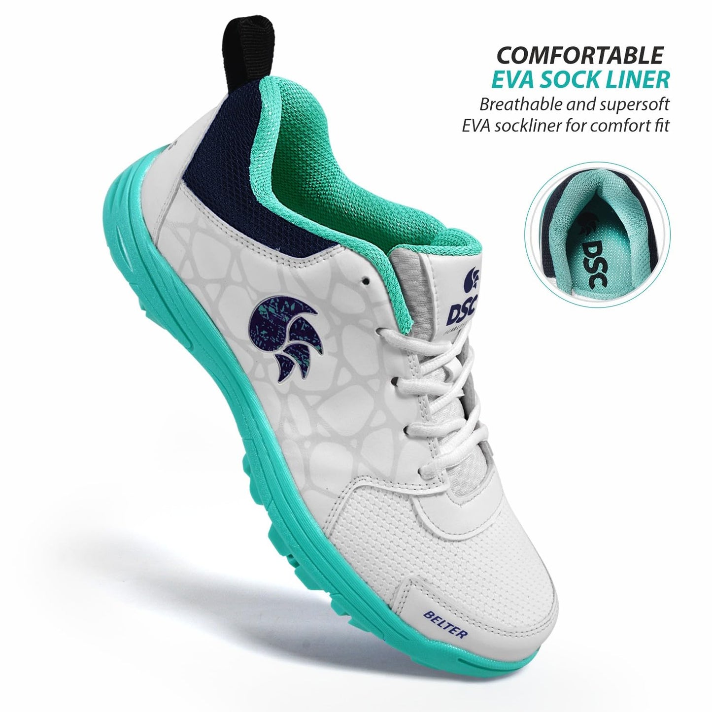 DSC Belter Cricket Shoes, Sea Green