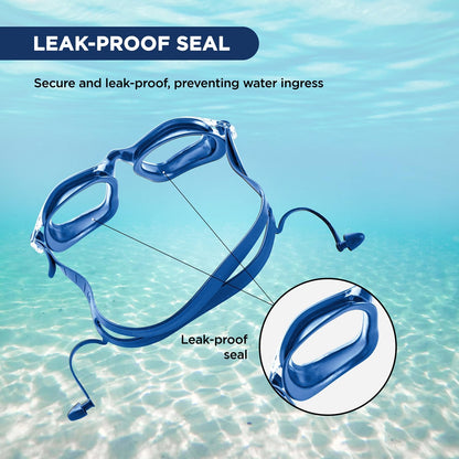 Endless EL1002 Stylish Swimming Goggle with Anti-Fog and UV Protection | Material : Silicon, Plastic | With Adjustable Strap and Ear Buds | Soft Silicon Gasket for Leak Proof | With Hard Case