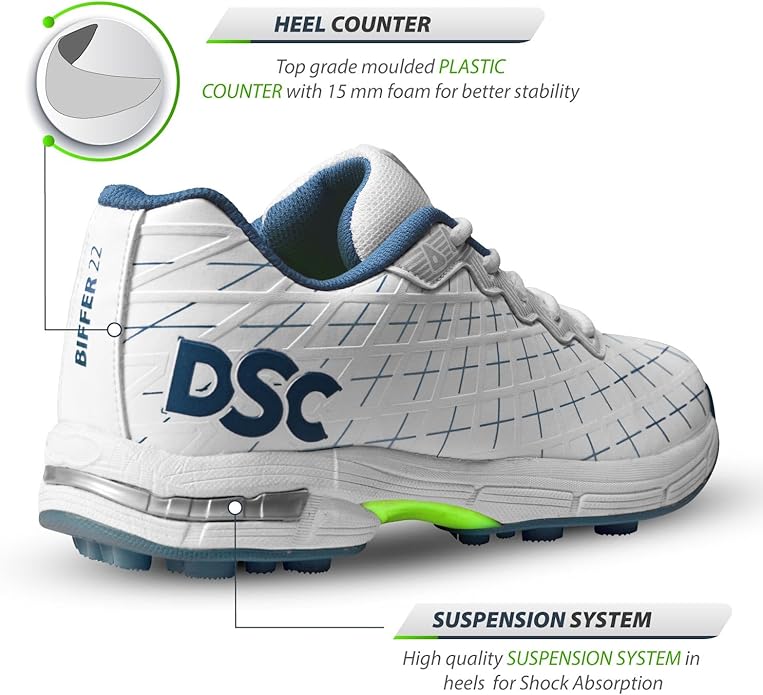 DSC Biffer 22 Cricket Shoes | Lightweight Upper | Rubber Outsole | TPU Shank | High Quality EVA Midsole | Lesser Foot Fatique | Provides Unique Look