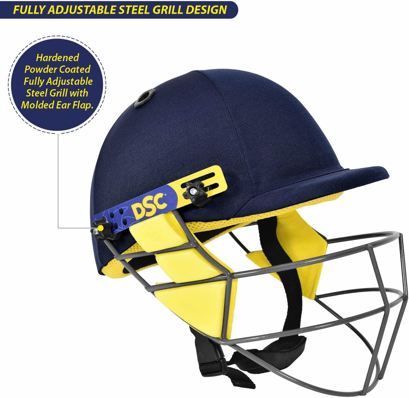 DSC BOUNCER Cricket Helmet for Men & Boys (Adjustable Steel Grill | Color: Blue | Light Weight |Size:Small