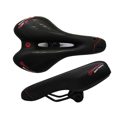 Endless Cycle Seat with Red Reflective Safety Strip | Black | Material : PU | Universal Memory Foam Seat with Breathable, Shock Absorbing and Waterproof Bike Saddle for All Type of Bikes