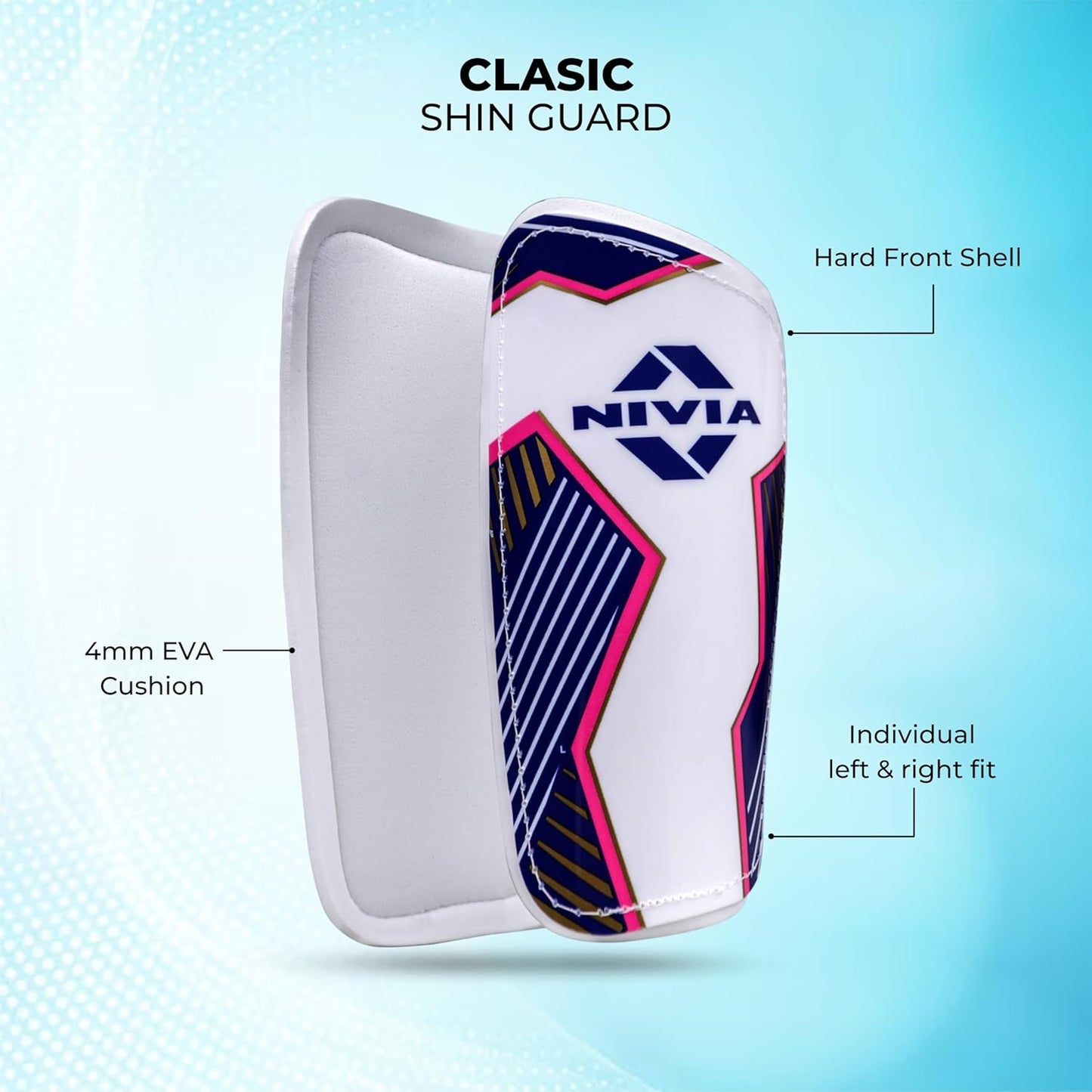 Nivia Classic Shin Guards with Sleeves for Youth and Adults (Medium) | for Football Games Matches, Training, Basketball, Baseball, Cycling | Light Weight & Breathable with Lycra Sleeves