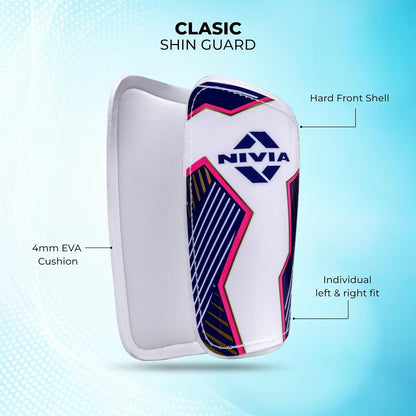 Nivia Classic Shin Guards with Sleeves for Youth and Adults (Medium) | for Football Games Matches, Training, Basketball, Baseball, Cycling | Light Weight & Breathable with Lycra Sleeves