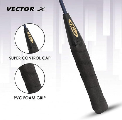 Vector X VXB-10 Aluminum Badminton Racket Pack of 3 Pieces Nylon Shuttles with Full-Cover Set